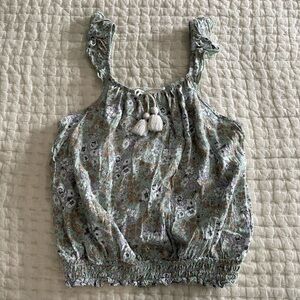 Girls dressy Art Class floral shirt, elastic bottom, large (10/12)